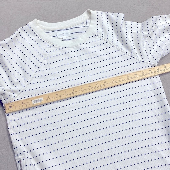 New Lou & Grey Cream Embroidered Navy Blue Polka Dots Zippers Both Sides Size XS - Picture 9 of 11